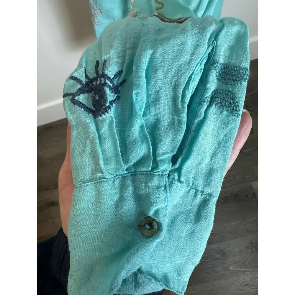 Johnny Was Embroidered Long Sleeve Button Down Shirt - Picture 9 of 13
